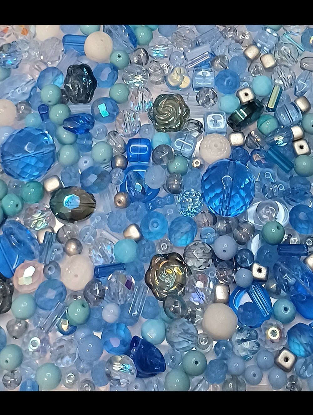Czech glass beads for jewelry-making 130pcs blue
